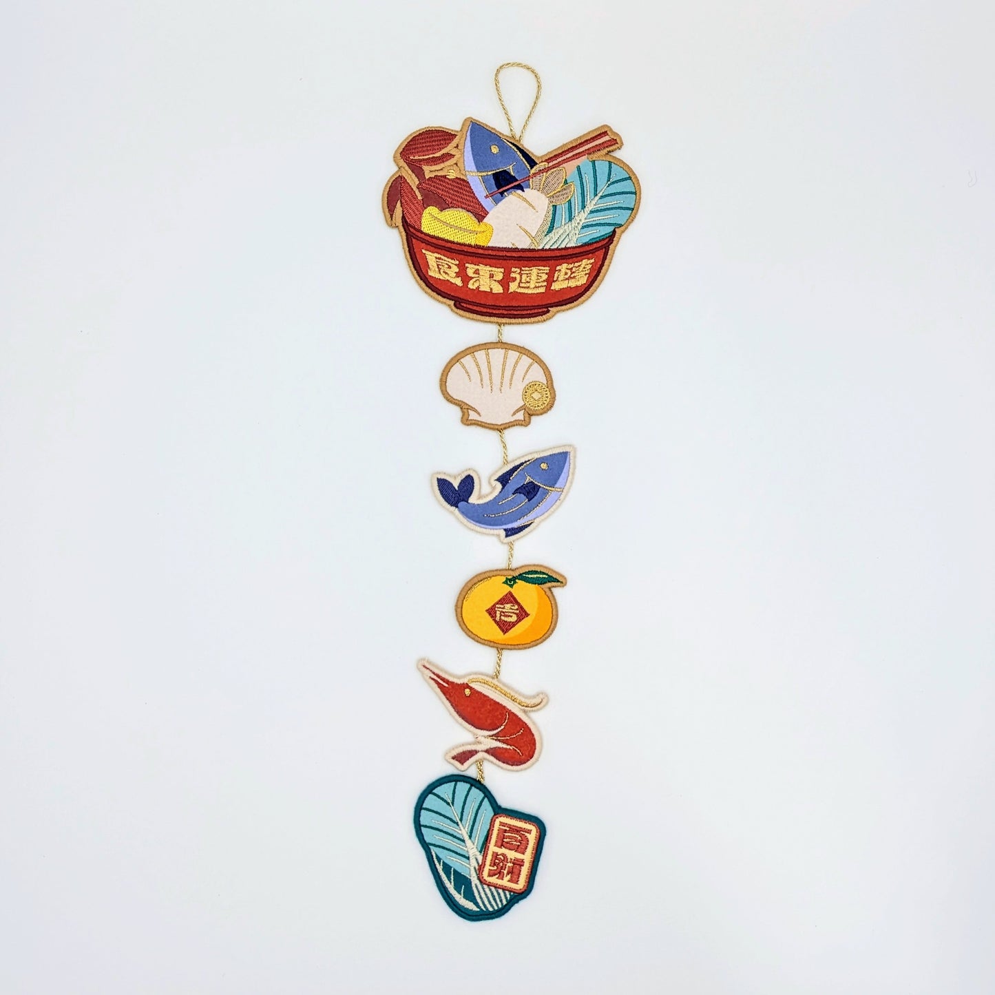 CNY Embroidered Hanging Ornament - 食來運轉/Good luck comes with the meal from Taiwan