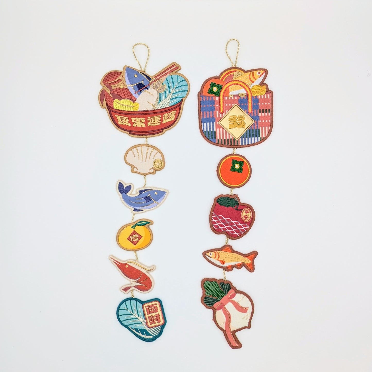 CNY Embroidered Hanging Ornament - 食來運轉/Good luck comes with the meal from Taiwan