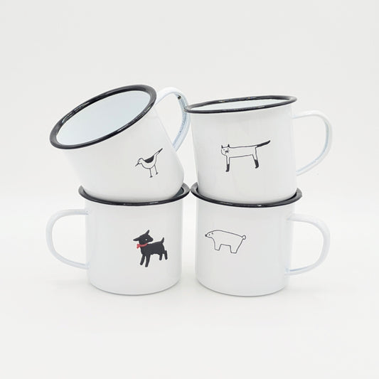 Retro Kawaii Animal Enamel Mug from Japan